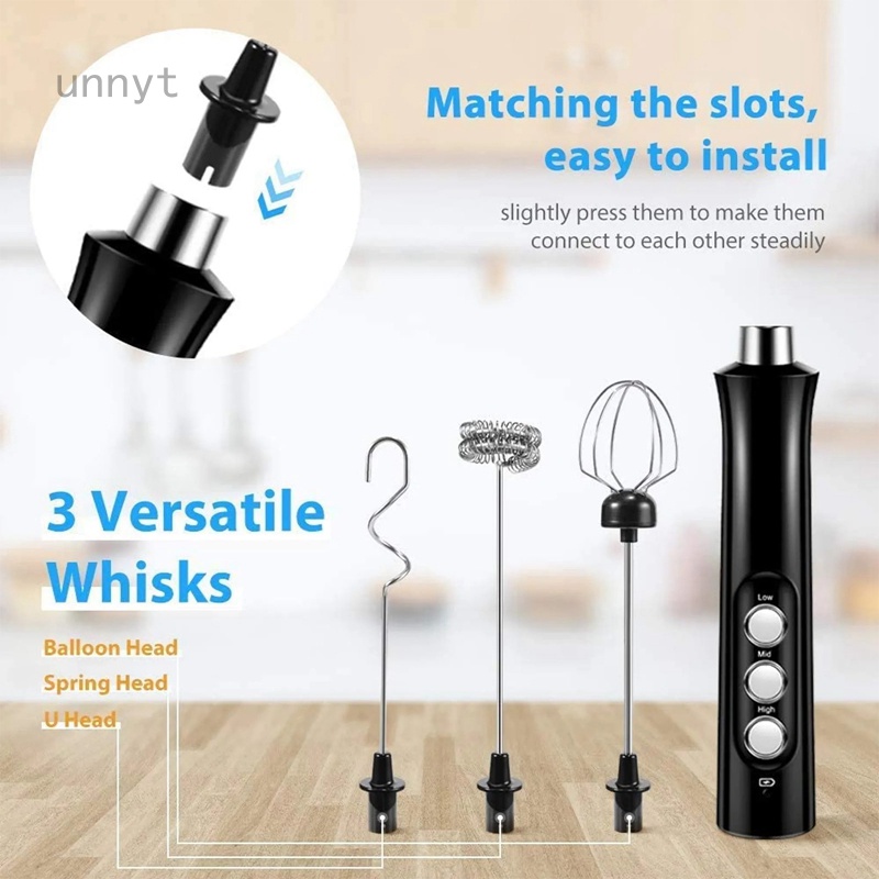 Máy Tạo Bọt Sữa / Cà Phê Mini Cầm Tay 3 Trong 1 Tốc Độ Cao Tiện Dụng