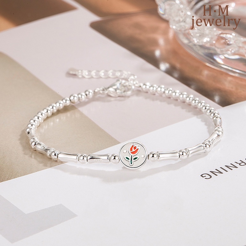 Vòng Tay Mạ Bạc 925 Hình Hoa Tulip Joker Đơn Giản Xinh Xắn