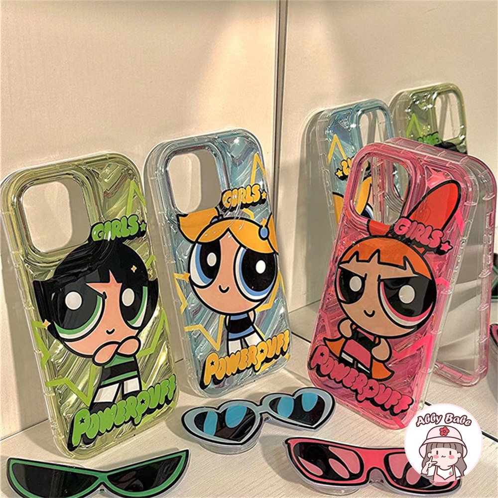 Ốp Điện Thoại TPU Dẻo Họa Tiết Powerpuff Girls Kèm Giá Đỡ &amp; Ngăn Đựng Thẻ Cho IPhone 14 Pro Max IPhone 12 11 Pro Max X XS XR 7Plus