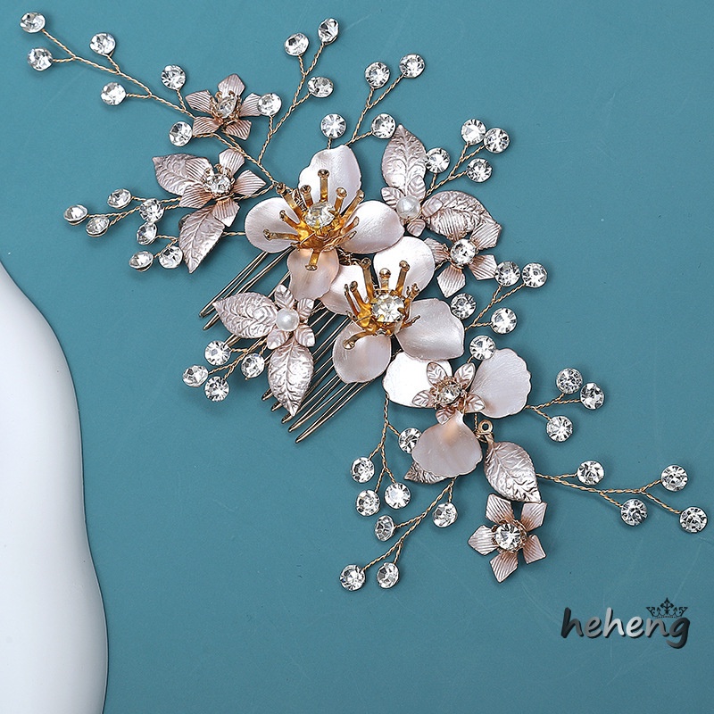 Lược Cài Tóc Handmade Bằng Dây Đồng Đính Hoa Lá Sang Trọng