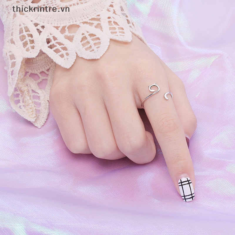 Nhẫn Thiết Kế Hở Hình Mèo Dễ Thương Có Thể Điều Chỉnh Kích Cỡ