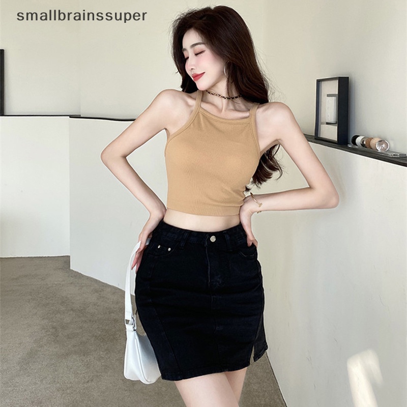 Áo Hai Dây Mùa Hè Màu Trơn Có Đệm Ngực Hở Lưng Cho Nữ SBS