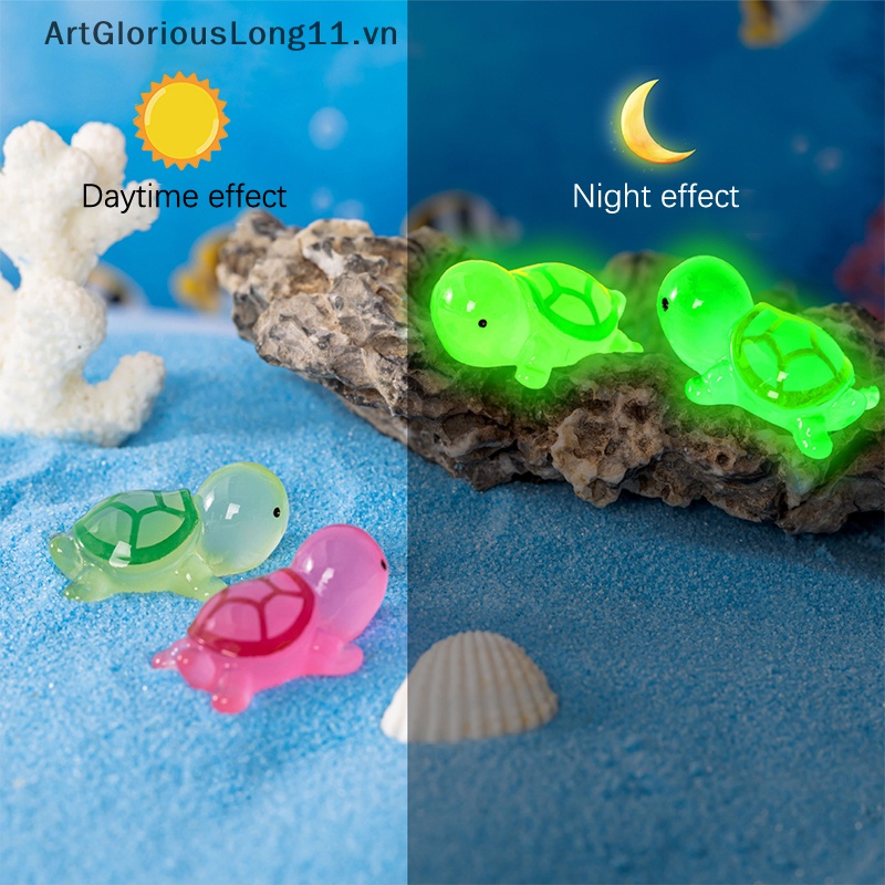 Set 1 / 5 Mô Hình Rùa Mini Bằng Nhựa Resin Dạ Quang Trang Trí Bảng Điều Khiển Xe Hơi