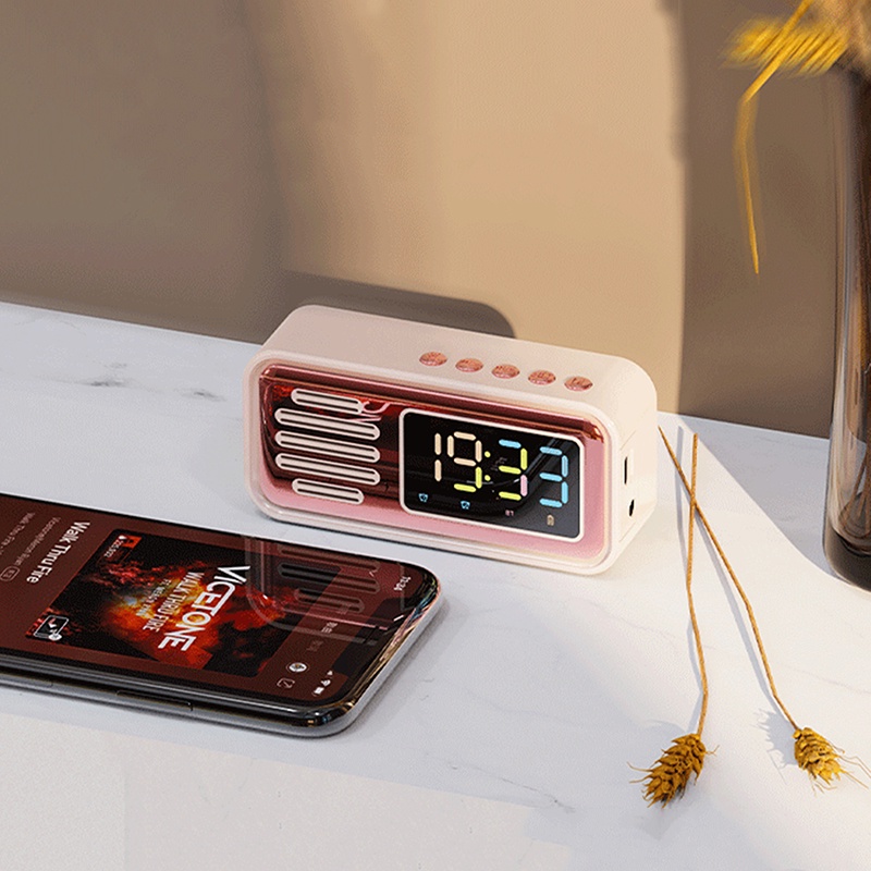 Loa Bluetooth Đa Năng Có Đèn Led Hiển Thị Đồng Hồ Báo Thức