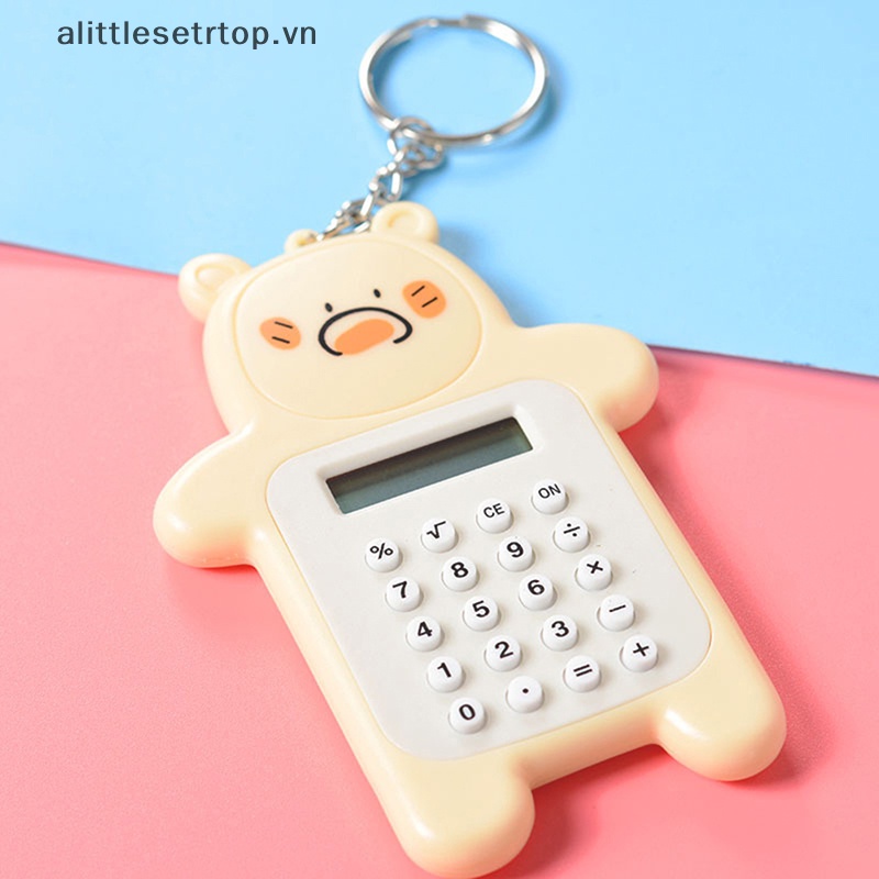 Alittlesetrtop máy tính hoạt hình sáng tạo đồ dùng văn phòng máy tính kỹ thuật số nhỏ di động kích thước bỏ túi 8 hiển thị sinh viên caculator dễ thương.