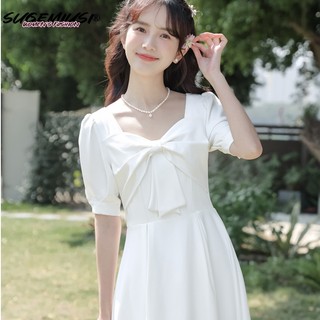 Sugemiusi Slimmer Look Váy Dài Hepburn Trắng