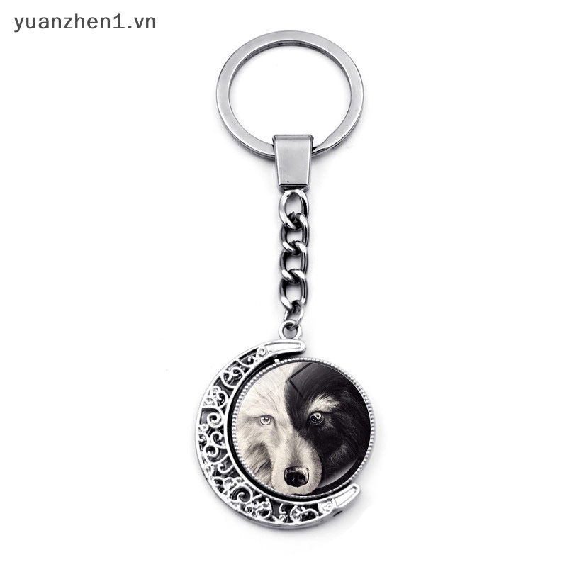 Móc Khóa Hình Mặt Trăng Xoay 360 Độ Phong Cách Vintage