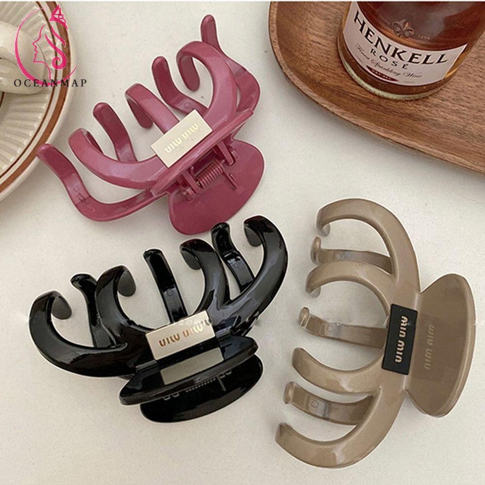 OCEANMAP Kẹp Tóc Màu Đen / Hồng Họa Tiết Chữ Thời Trang Cho Nữ