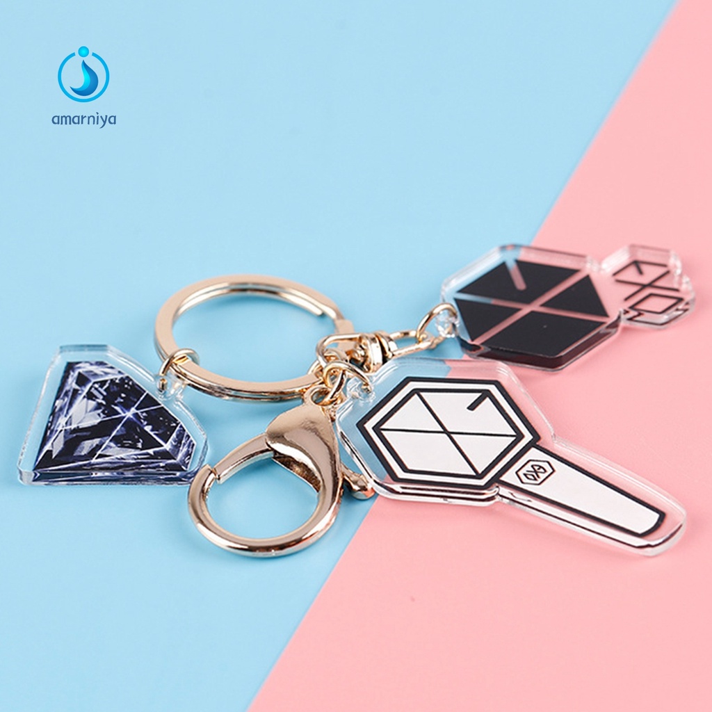 (Shop Amart) Móc Chìa Khóa Nhựa Trong Suốt Hai Mặt In Tên Các Thành Viên Nhóm Nhạ