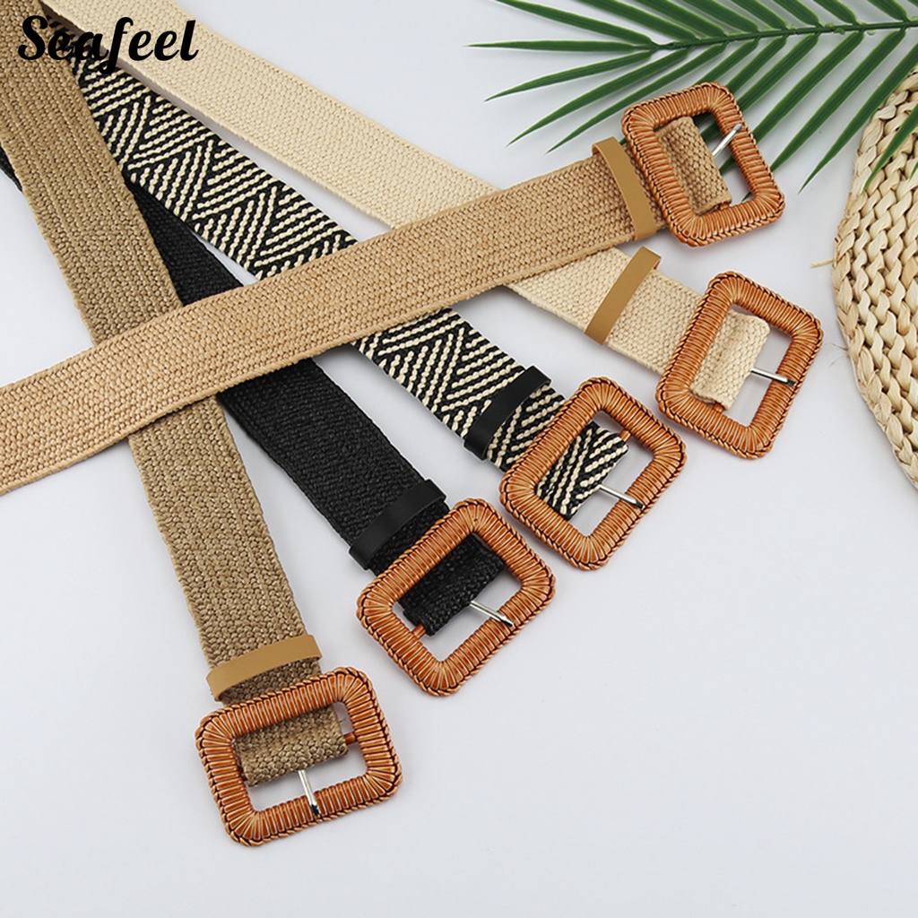 Thắt Lưng Bện Dây Khóa Vuông / Tròn Thời Trang Hàn Quốc Cho Nữ