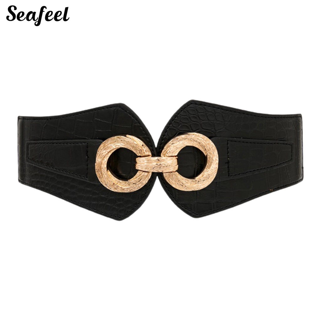 Thắt Lưng Da Bản Rộng Co Giãn Phối Màu Tương Phản Siêu Bền Thời Trang Cho Nữ