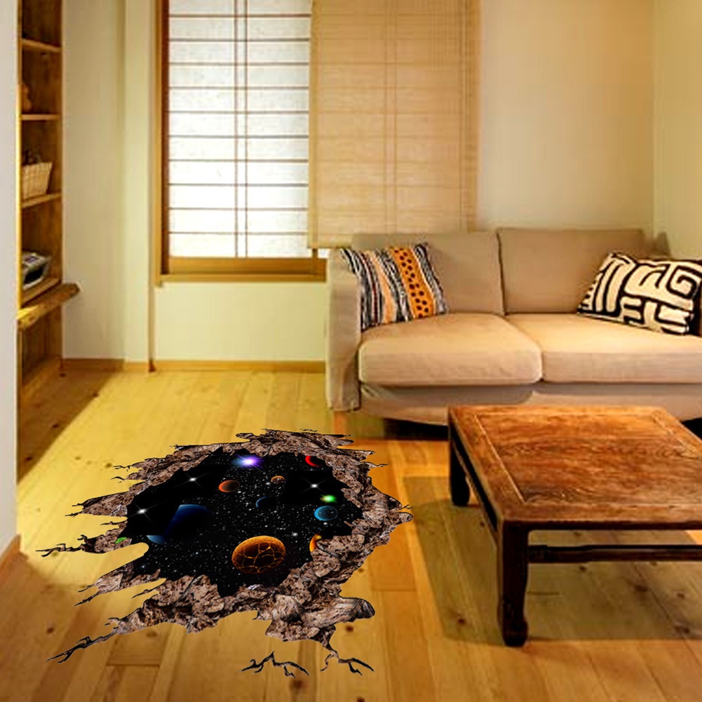 Giấy Dán Tường Tự Dính Họa Tiết Hành Tinh Mặt Trăng Ngôi Sao 3D Trang Trí Phòng Ngủ