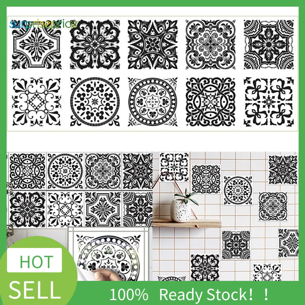 Set 10 Miếng Dán Trang Trí Sàn Nhà Chống Thấm Nước Phong Cách Châu Âu