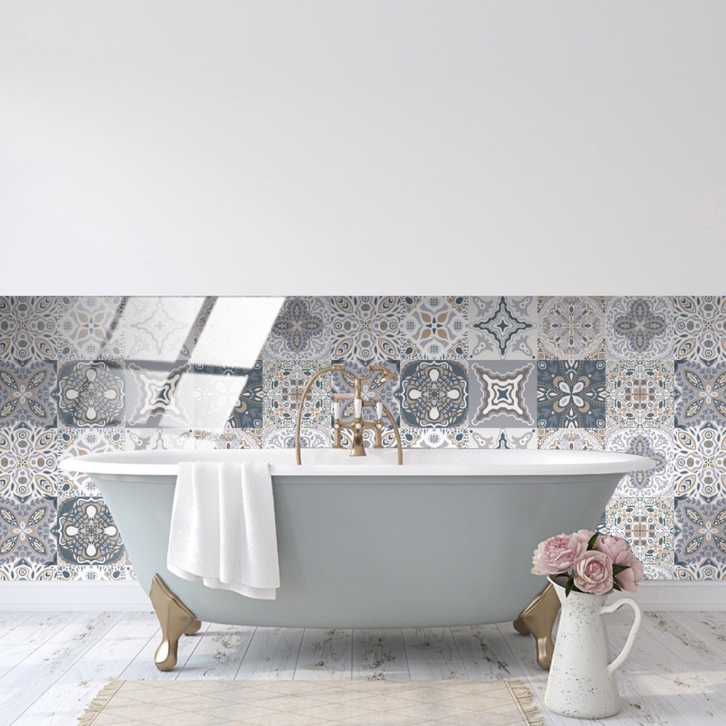 Bộ 10 Miếng Dán Tường Trang Trí Tự Dính Chống Thấm Nước Họa Tiết Hoa Xinh Xắn