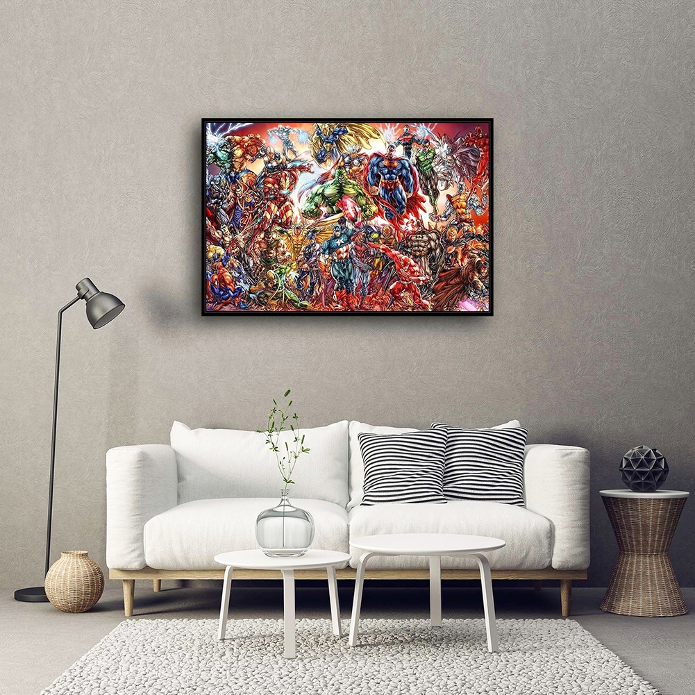 Tranh Vải Bạt Treo Tường In Hình Siêu Anh Hùng The Avengers Trang Trí Nhà Cửa
