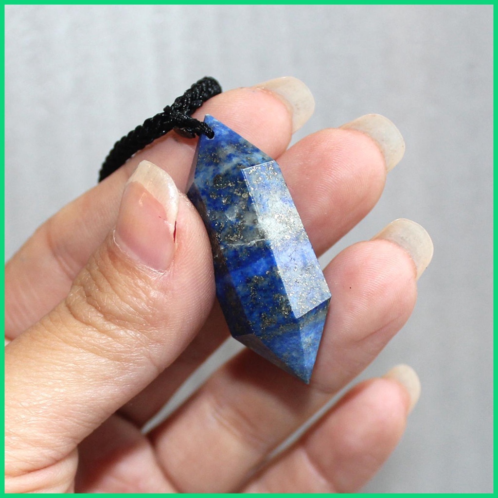 Vòng cổ Mặt Đá Pha Lê Xanh Lam Lục Giác Đá Lapis Lazuli Tự Nhiên Chữa Lành Chakra