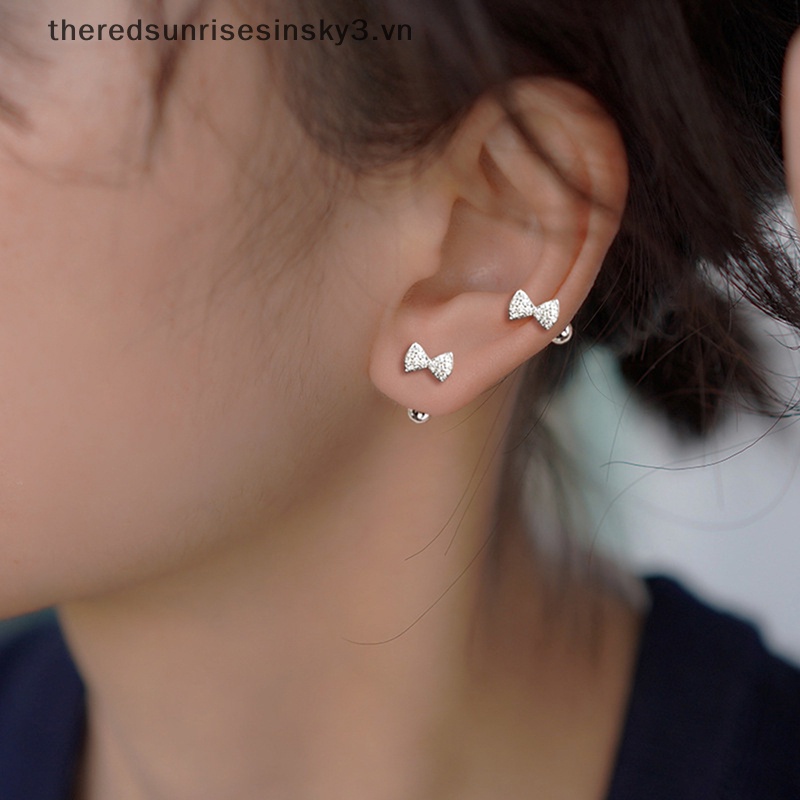 1 Đôi Khuyên Tai Hình Nơ Đính Đá Zircon Thời Trang Cho Nữ