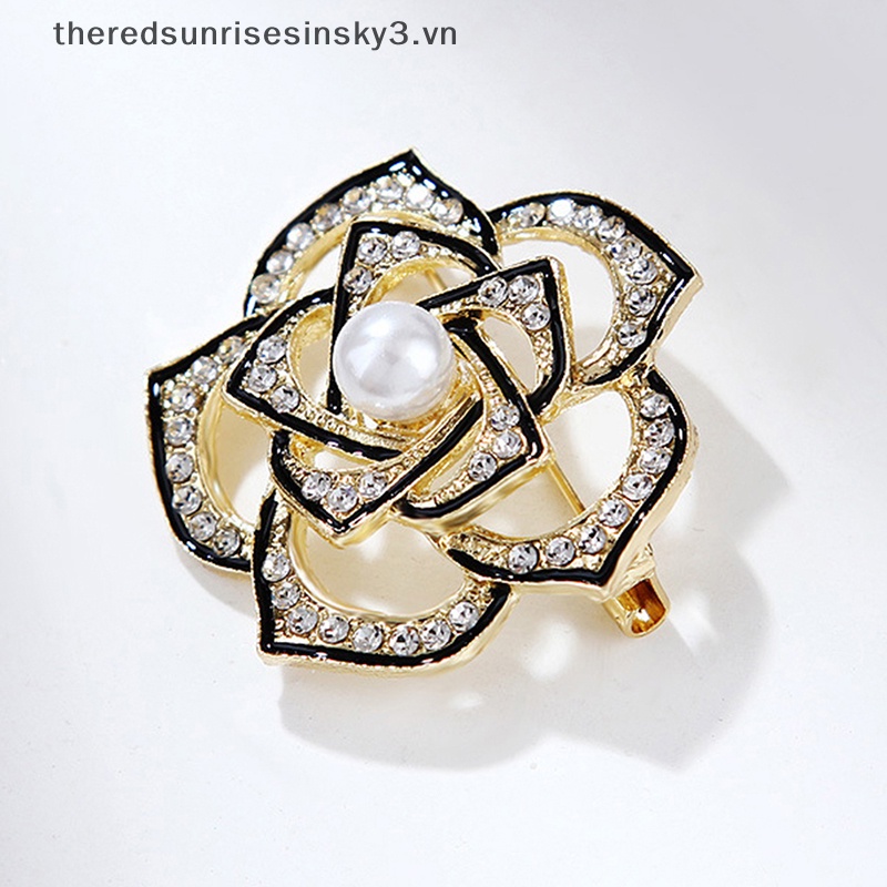 Ghim Cài Áo Hình Hoa Trà Đính Ngọc Trai Thời Trang Cho Nữ