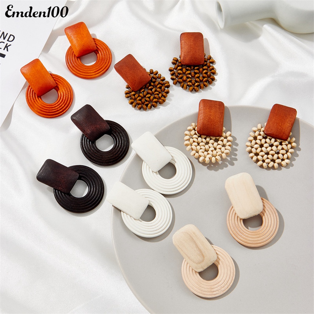 1 Đôi Bông Tai Tròn Rỗng Đính Hạt Thời Trang Nữ Tính