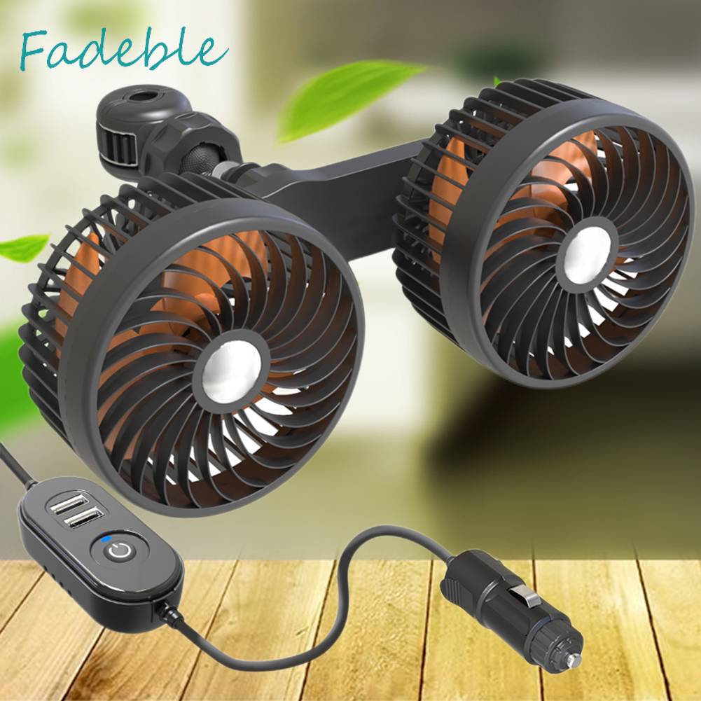 Quạt Làm Mát Tự Động Xoay 360 Độ Gắn Xe Hơi Sedan