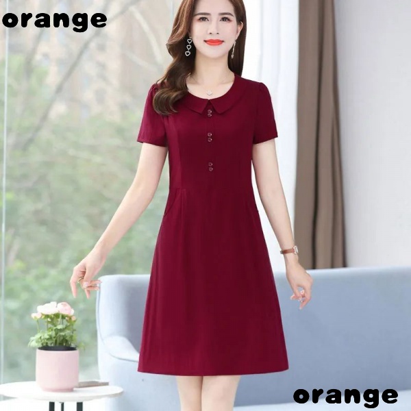 Đầm Chữ A Tay Ngắn Thời Trang Mùa Hè Cho Phụ Nữ Trung Niên 40-50 Tuổi Kích Thước Lớn Tuổi / Trung Niên / Giao Hàng Trong 15 Ngày