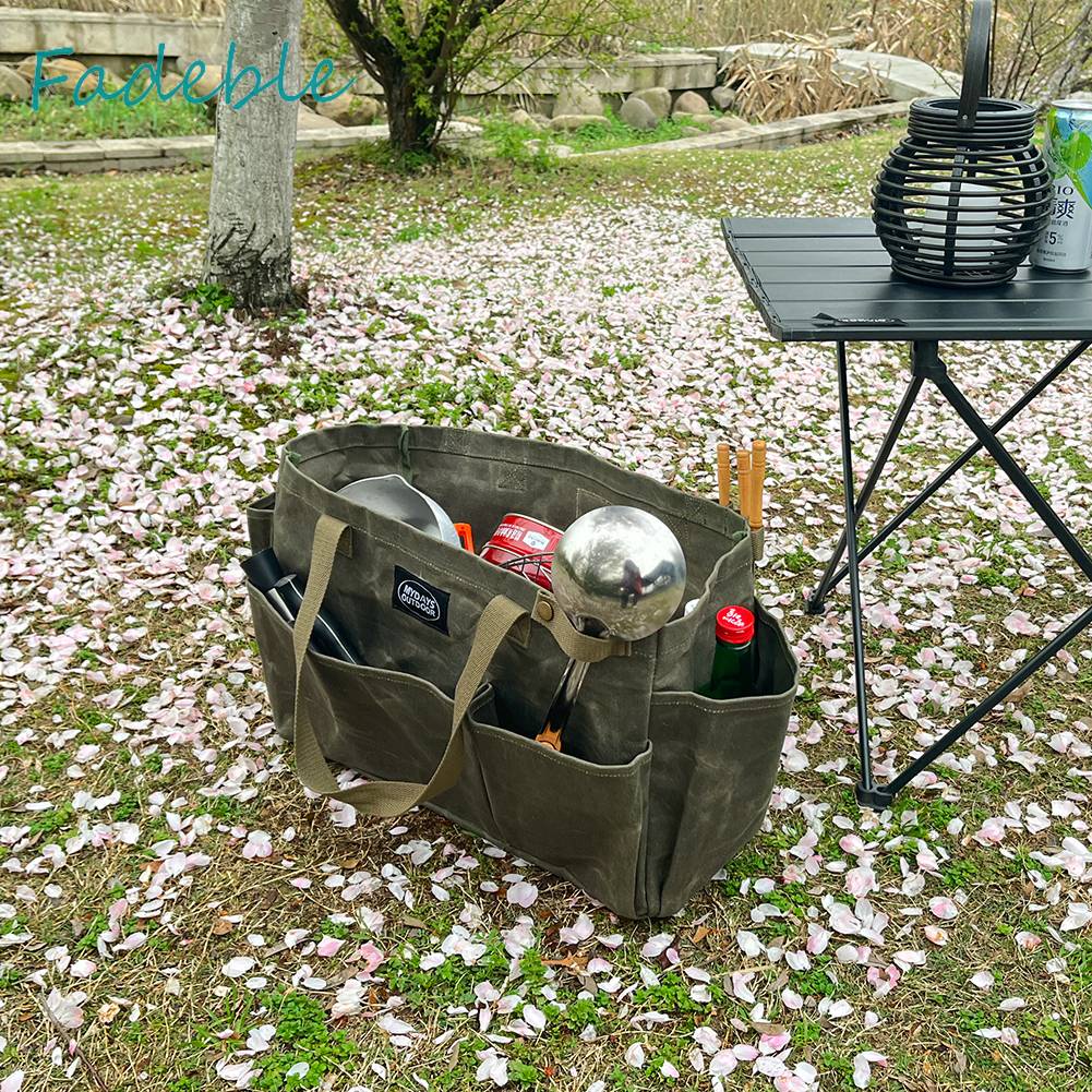 Hộp Đựng Đồ Cắm Trại Nhiều Ngăn Bằng Vải Canvas Chống Nước Có Thể Gấp Gọn