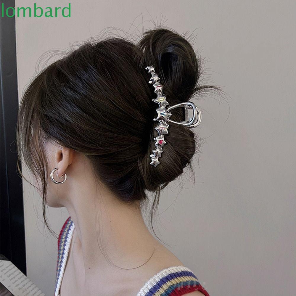 LOMBARD Kẹp Tóc Hình Ngôi Sao / Cá Mập / Chữ Love Bằng Kim Loại Y2k Màu Bạc Cá Tính Phong Cách Kroean Dùng Khi Đi Du Lịch