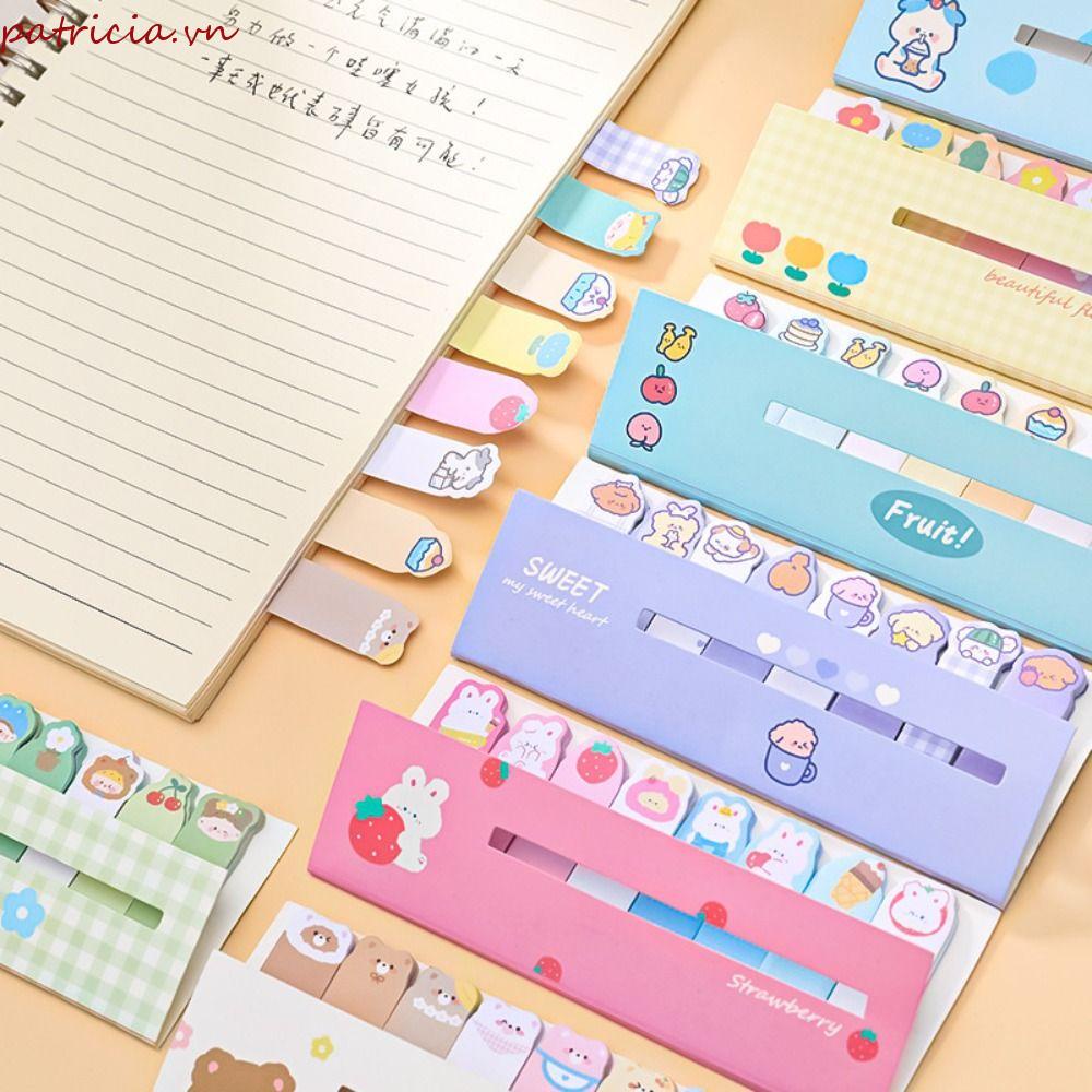 PATRICIA Giấy Ghi Chú Tự Dính Họa Tiết Hoạt Hình Nhiều Màu Sắc Trang Trí Sổ Tay Cho Học Sinh