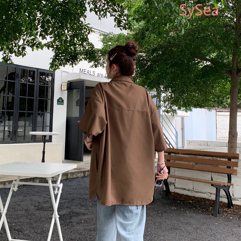 Áo Sơ Mi Tay Lỡ Dáng Rộng Kiểu Retro Mỹ Xinh Xắn Cho Nữ