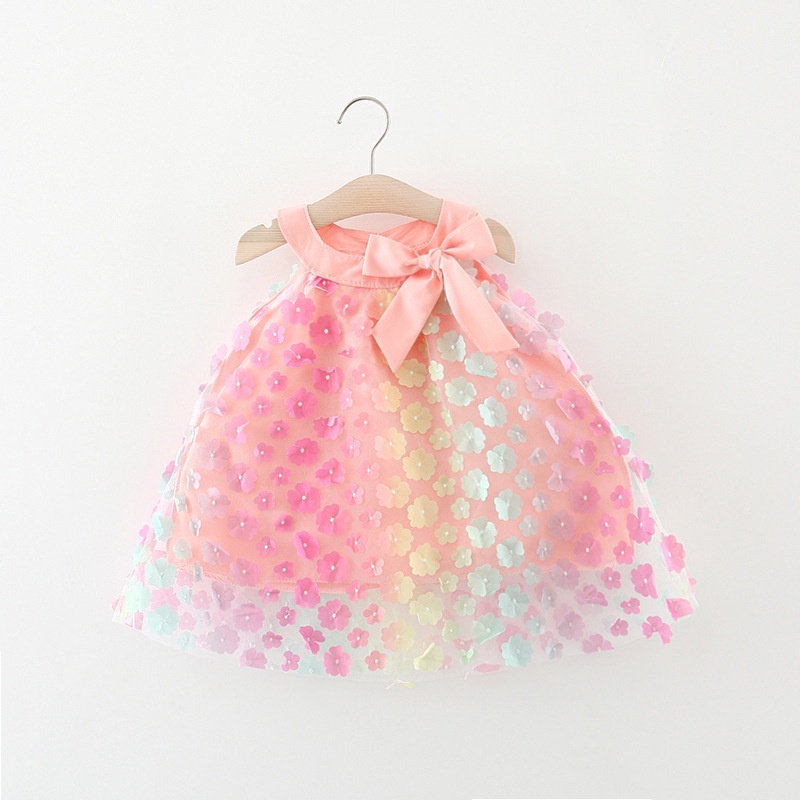 Đầm Công Chúa Mùa Hè Phối Lưới In Họa Tiết Bướm Đáng Yêu Cho Bé Gái