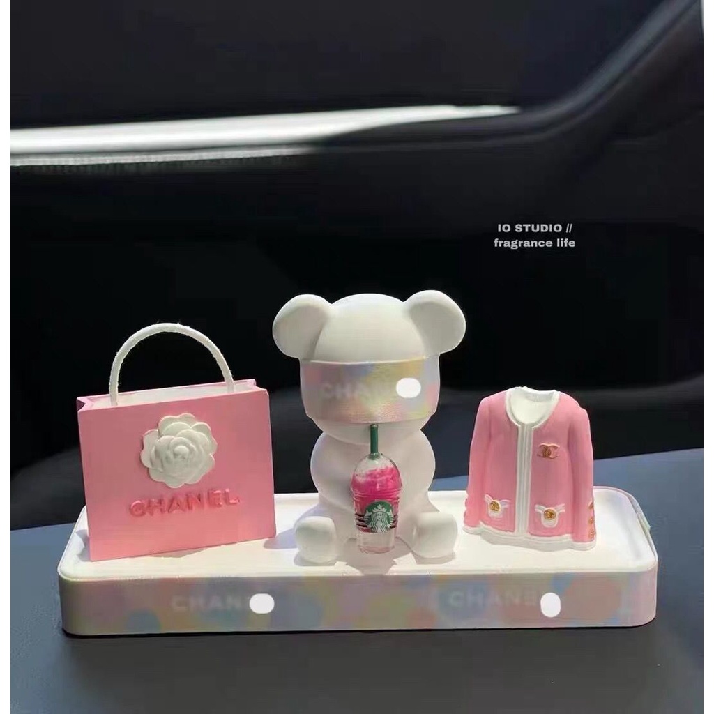 Phụ Kiện Khuếch Tán Nước Hoa Gắn Điều Hòa Xe Hơi Hình Gấu Bằng Đá