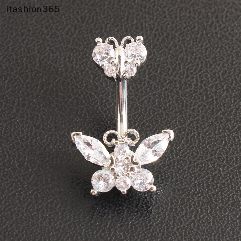 Khuyên Rốn Hình Bướm Đính Đá Zircon Thời Trang Quyến Rũ ifashion365 Cho Nữ