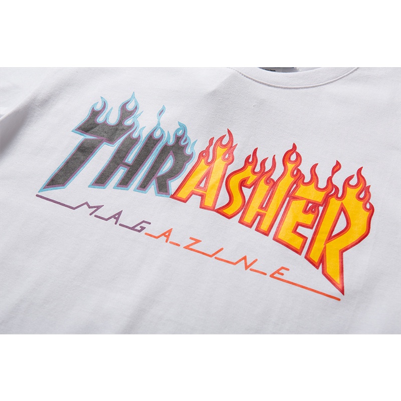 Áo Thun Tay Ngắn In Chữ Thrasher Hai Màu Thời Trang Đường Phố Cho Nam Và Nữ Sr543Hr