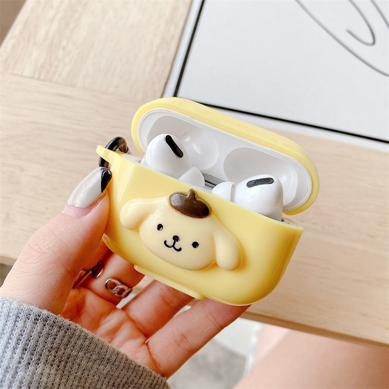 Vỏ Bảo Vệ Hộp Sạc Tai Nghe Bluetooth Airpods 1 2 3 PRO PRO2 Bằng TPU Dẻo Hình Chú Chó Tai Dài Màu Vàng Dễ Thương