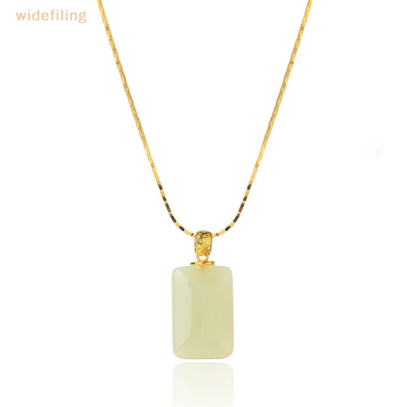 Vòng cổ Mặt Vuông Đính Đá Ngọc Bích Phong Cách Hetian Vintage Thời Trang Cho Nữ