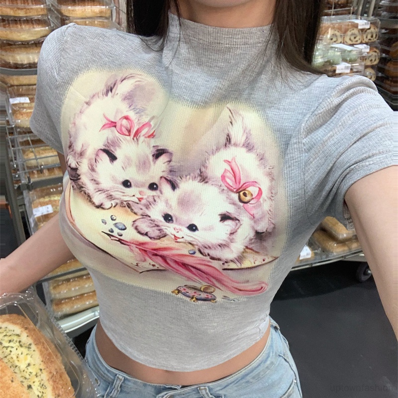 Áo Thun Nữ Ngắn Tay In Hình Động Vật