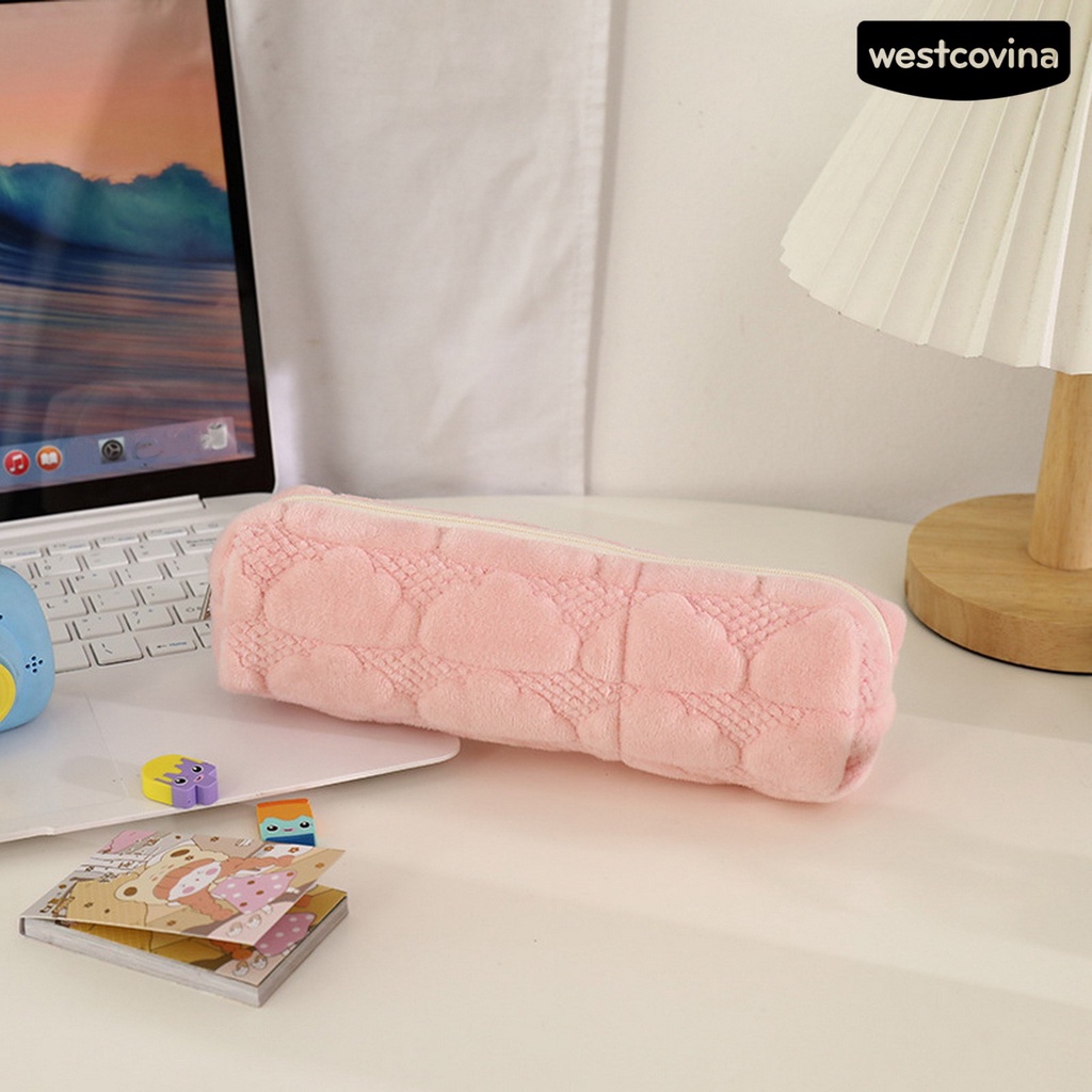 [WSTN] [WSTN]✎Túi Đựng Bút Cầm Tay Bằng Vải Bông Sức Chứa Lớn Có Khóa Kéo In Họa Tiết Đám Mây Dễ Thương