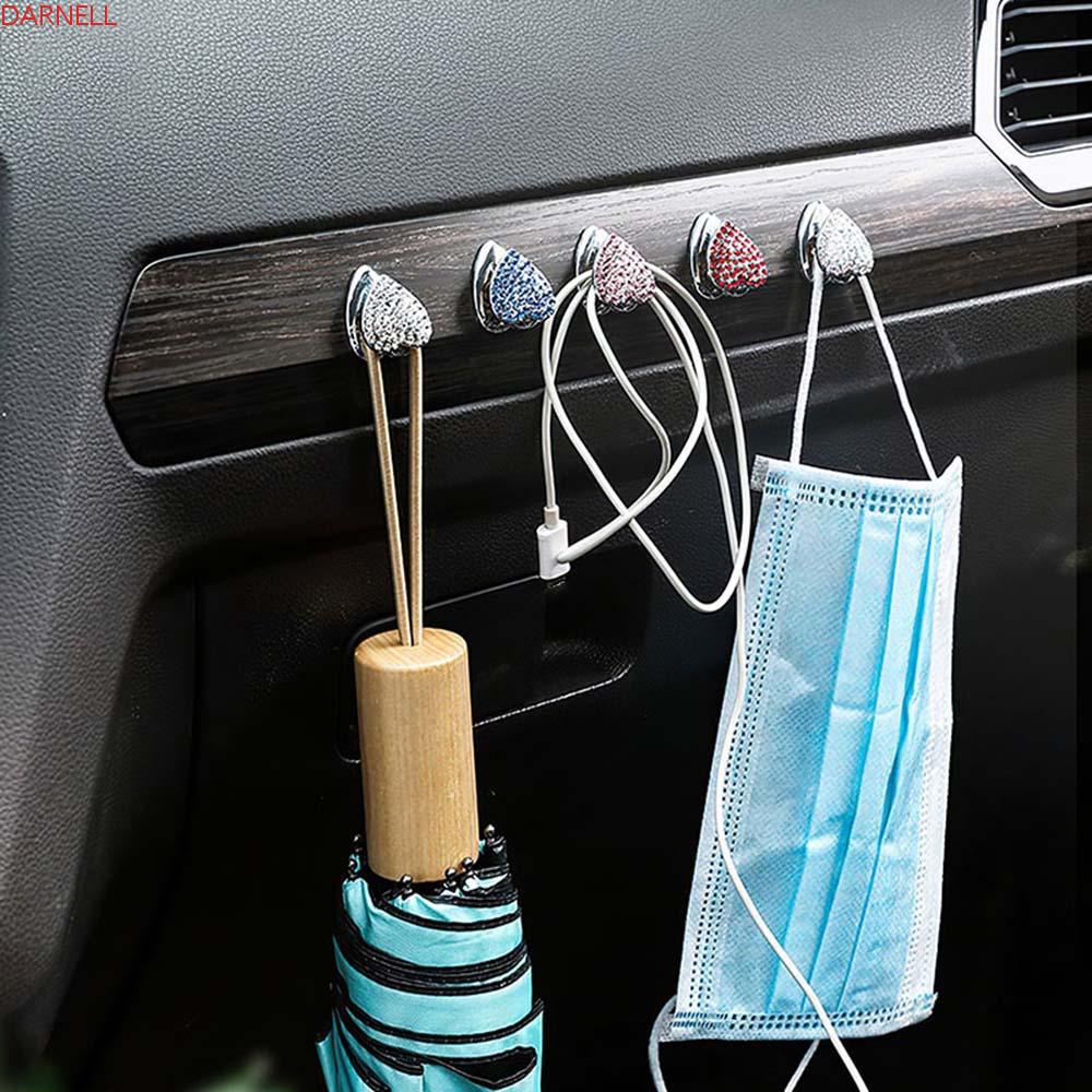 DARNELL Móc Treo Đồ Dán Tường Hình Trái Tim Lấp Lánh Đa Năng Trang Trí Nhà Cửa / Xe Hơi