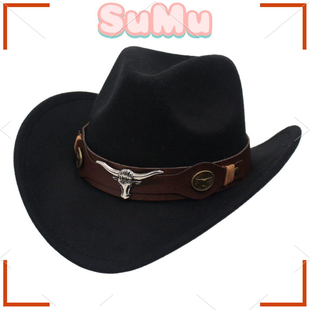 SUMU Mũ Cao Bồi Tây Tạng Bằng Vải Nỉ Mềm Mại Phong Cách Dân Tộc Tây Tạng Có Vành Cuộn Tròn Cho Bé Gái