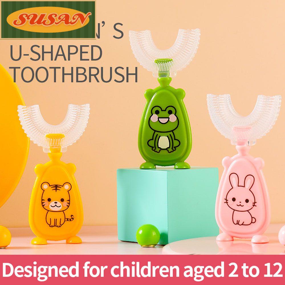 SUSANS Bàn Chải Vệ Sinh Tai Đầu Cọ Silicon Mềm Hình Chữ U Dành Cho Bé 2-8 Tuổi