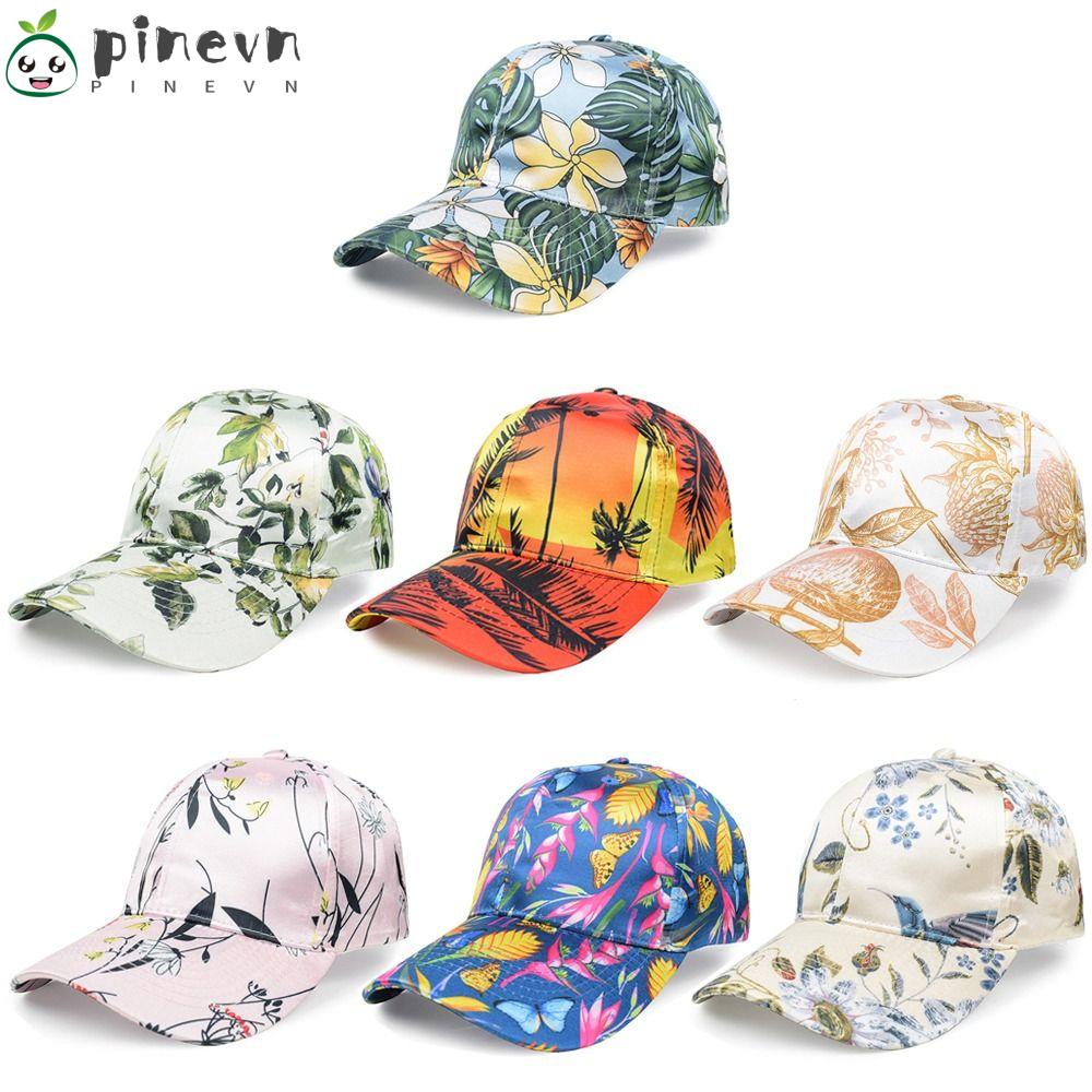 PINEVN Mũ Lưỡi Trai Chống Nắng / Tia UV In Họa Tiết Hoa Xinh Xắn Thời Trang Cho Nữ