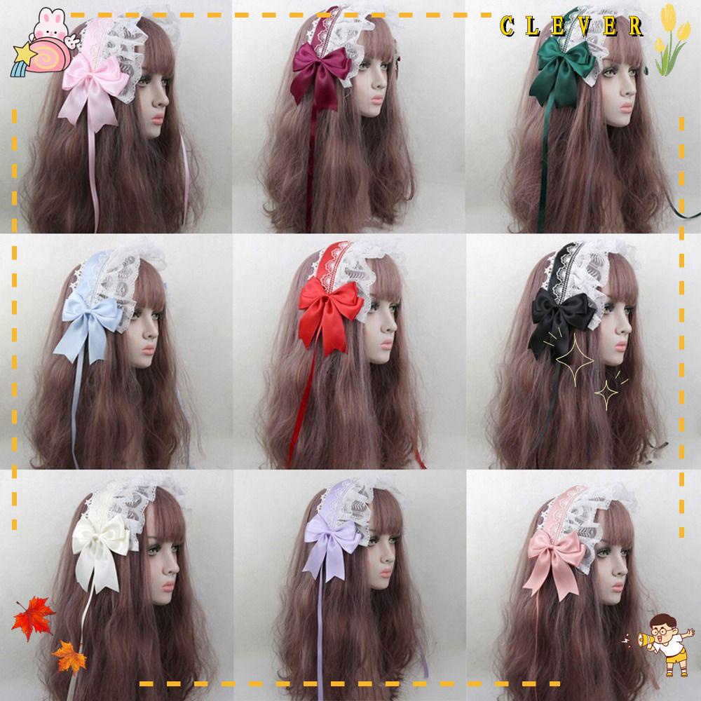 CLEVER Băng Đô Vải Ren Thắt Nơ Phong Cách Gothic Ngọt Ngào Dành Cho Nữ