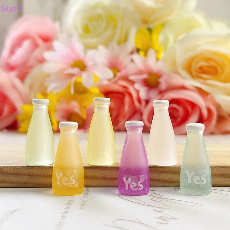 Sun1 &gt; Set 5 Phụ Kiện Mặt Dây Chuyền Trang Trí Hình Chai Kem Hoạt Hình Mini Bằng Nhựa Resin Phát Sáng DIY