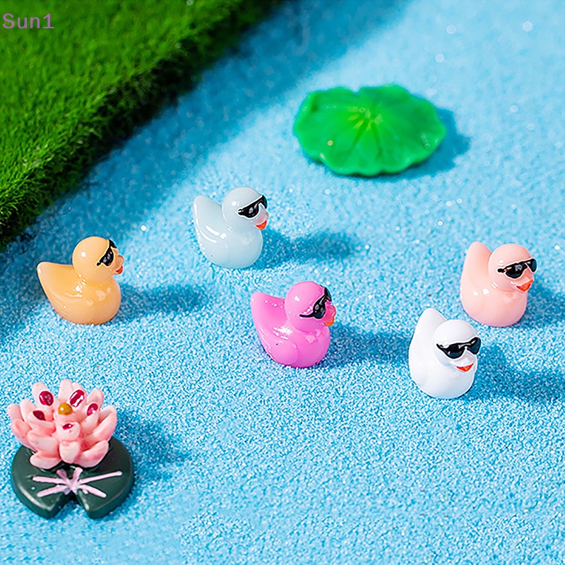 Set 2 Đồ trang trí Vịt Đeo Kính Râm Mini Bằng Nhựa Resin Trang Trí Tiểu Cảnh DIY