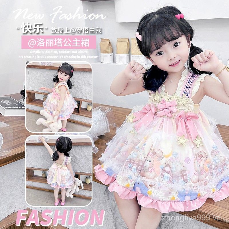 Đầm Công Chúa Lolita Hai Dây Mùa Hè 2023 Phong Cách Mới Cho Bé Gái