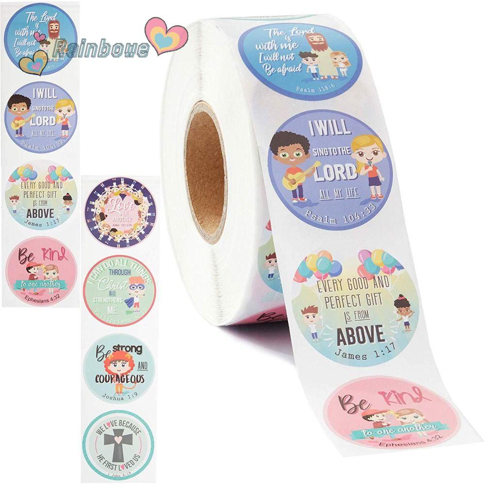 RAINBOW Bộ 2 Cuộn 8 Thiết Kế Sticker Dán Kinh Thánh Cho Trường Học