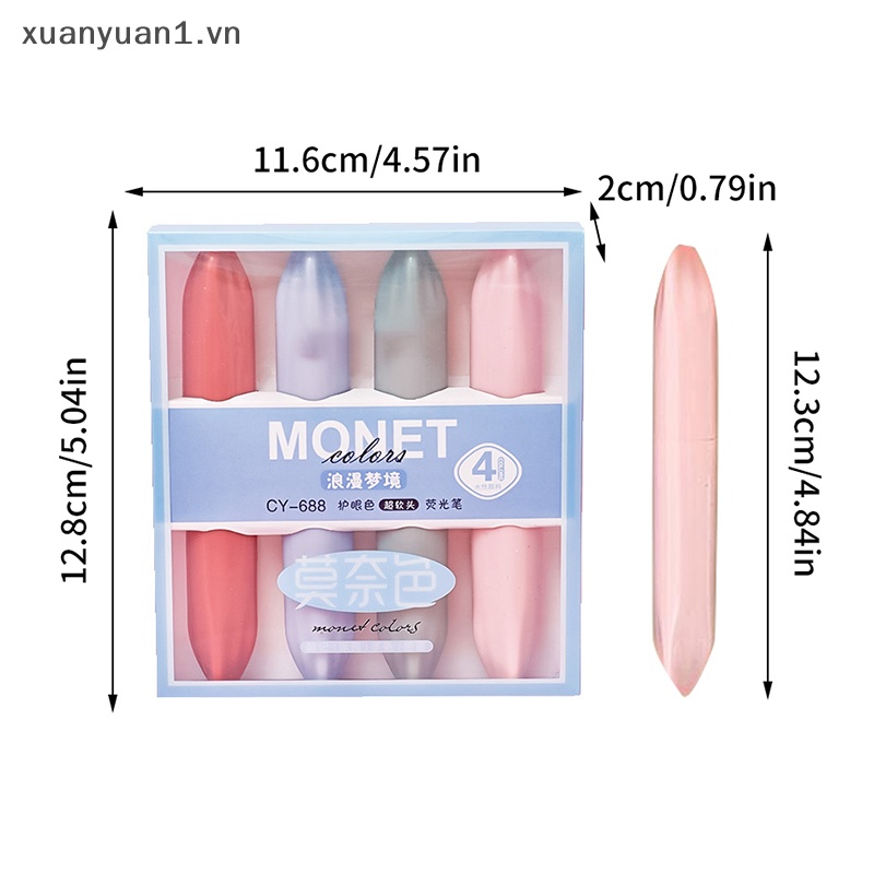 Set 4 Bút Đánh Dấu Màu Kẹo Ngọt Dung Tích Lớn Tiện Dụng