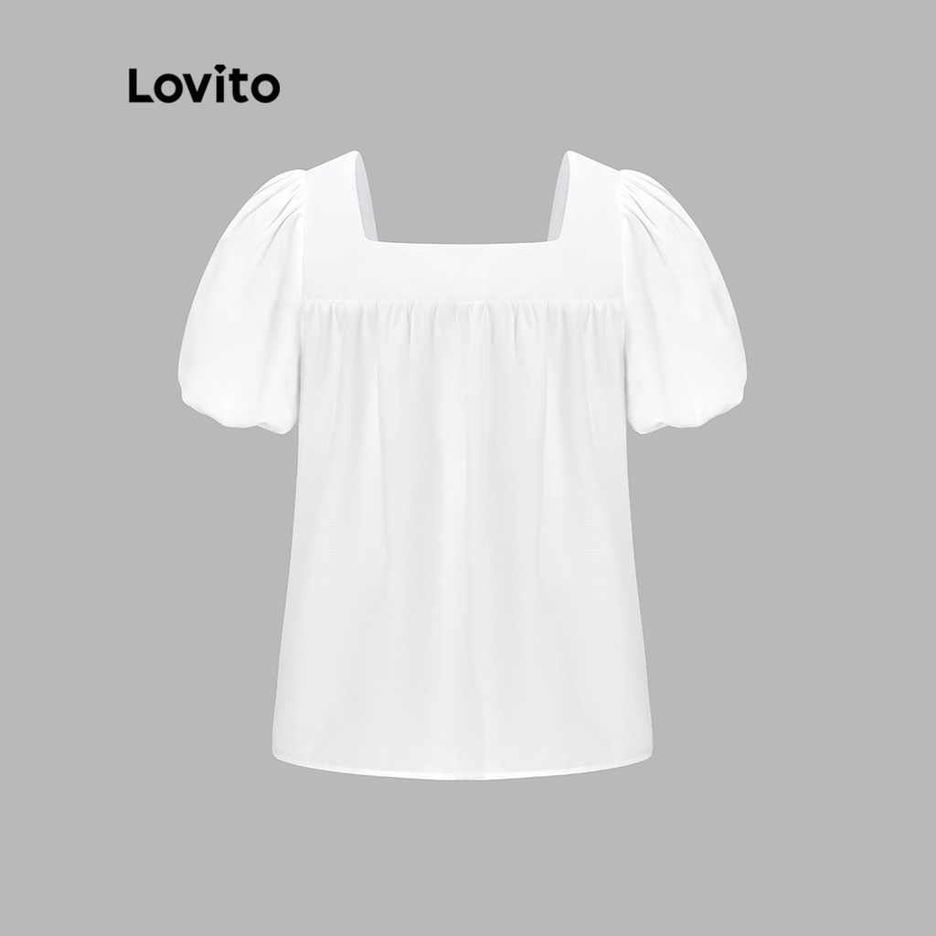 Áo LOVITO tay ngắn thêu họa tiết hoa phong cách thường ngày cho nữ LNE05098