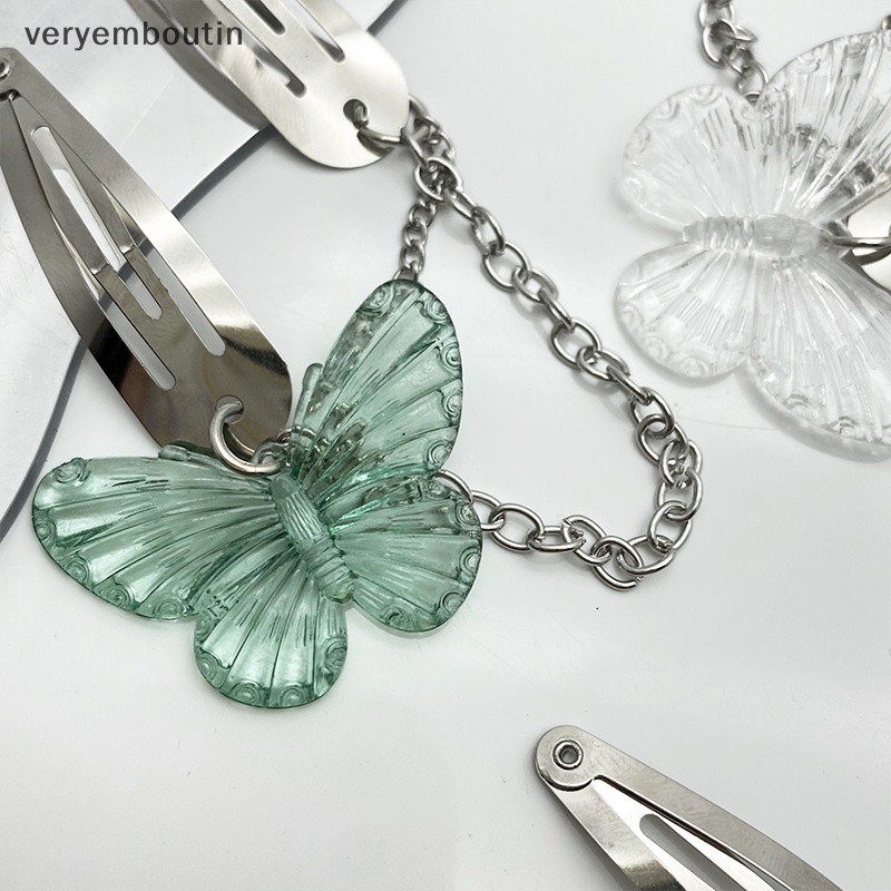 Kẹp Tóc Hình Bướm Trong Suốt Nhiều Màu Phong Cách Cổ Điển Cho Nữ