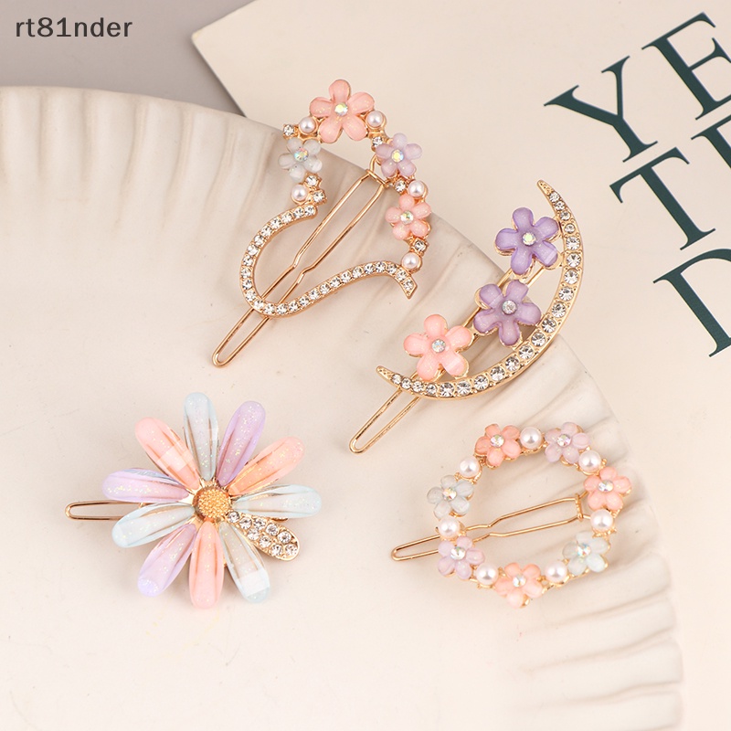 Kẹp Tóc Đính Đá Hình Hoa / Mặt Trăng Thời Trang Cho Nữ